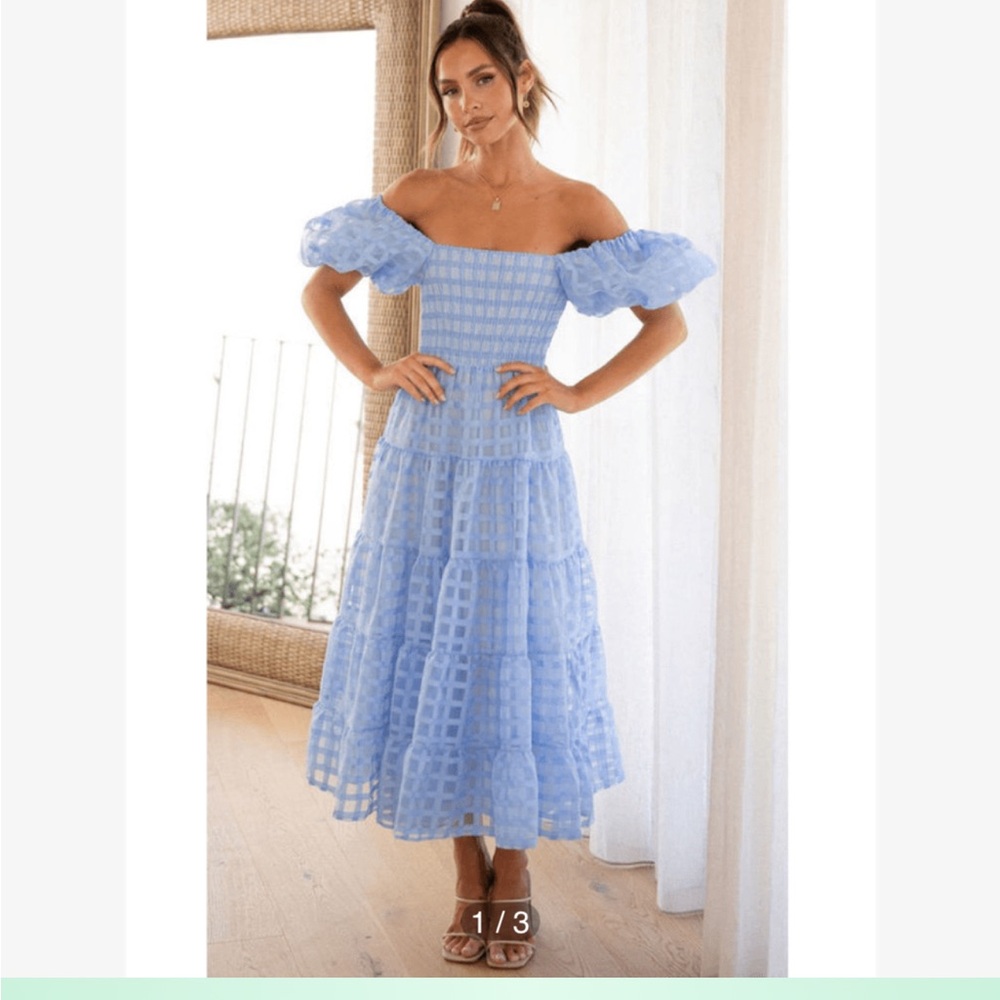 Elegant Blue Off-Shoulder Dress